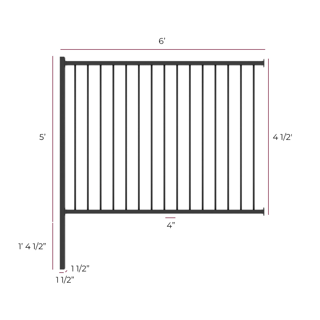 Metal Fence 3 Rail Dimensions