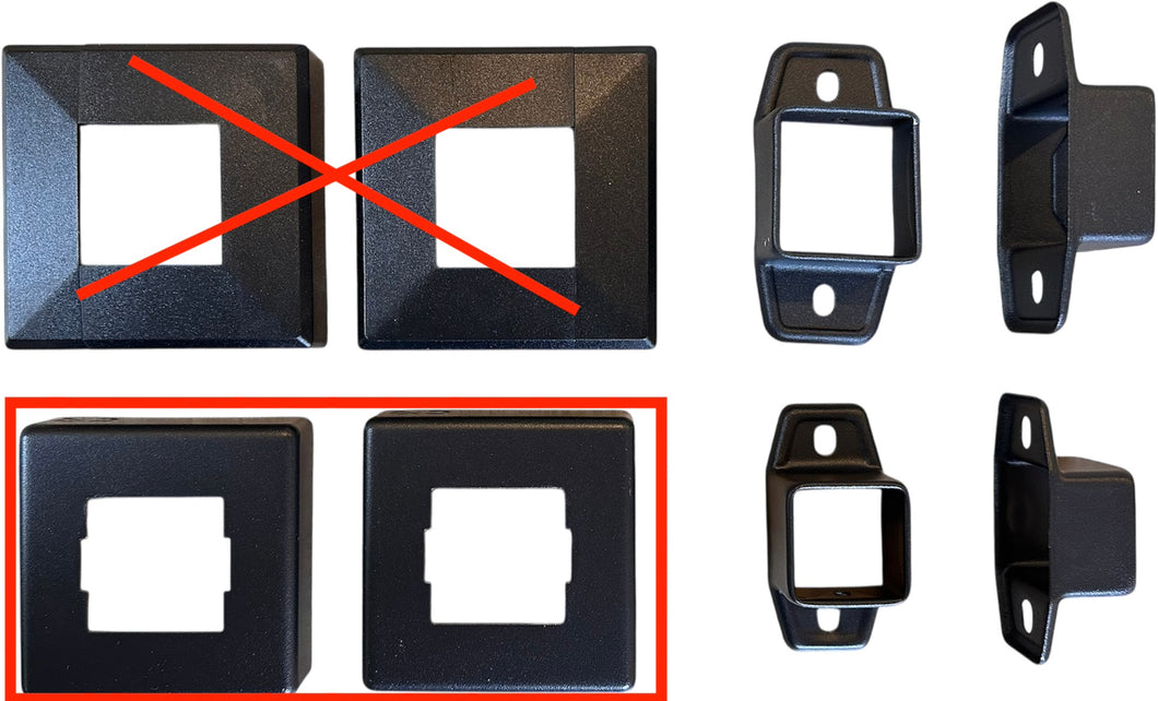 Flat Brackets (2 Middle Rail + 2 Top Rail) + METAL Post Covers