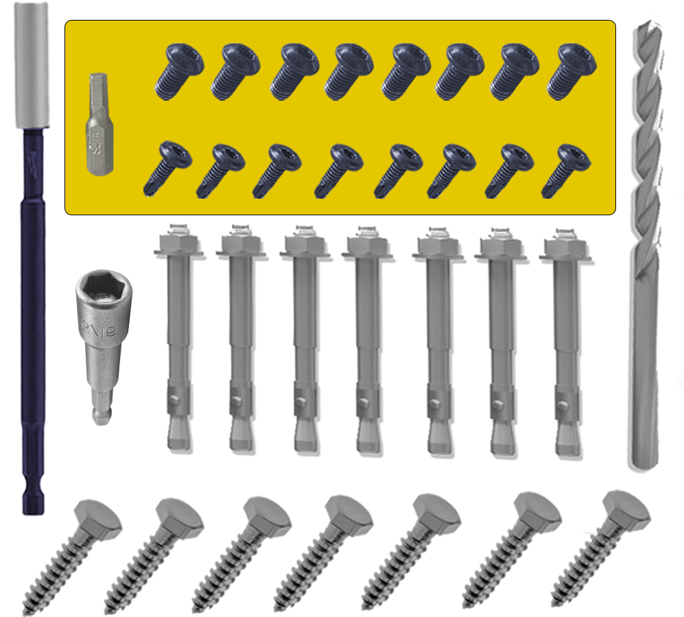 Stairs Handrail Screws (8 SD + 8 FL) + Hex Bit